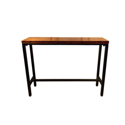 Brown Wood Bar Dining Table with Rectangle Table Top Trestle Table - 41.3" H Without Chairs Clearhalo 'Bar Furniture' 'Bar Tables' 'bar_tables' 'furn' 'furn_bar_tables' 'Furniture' 'furniture_bar_tables' 'Kitchen & Dining Furniture' 4653772