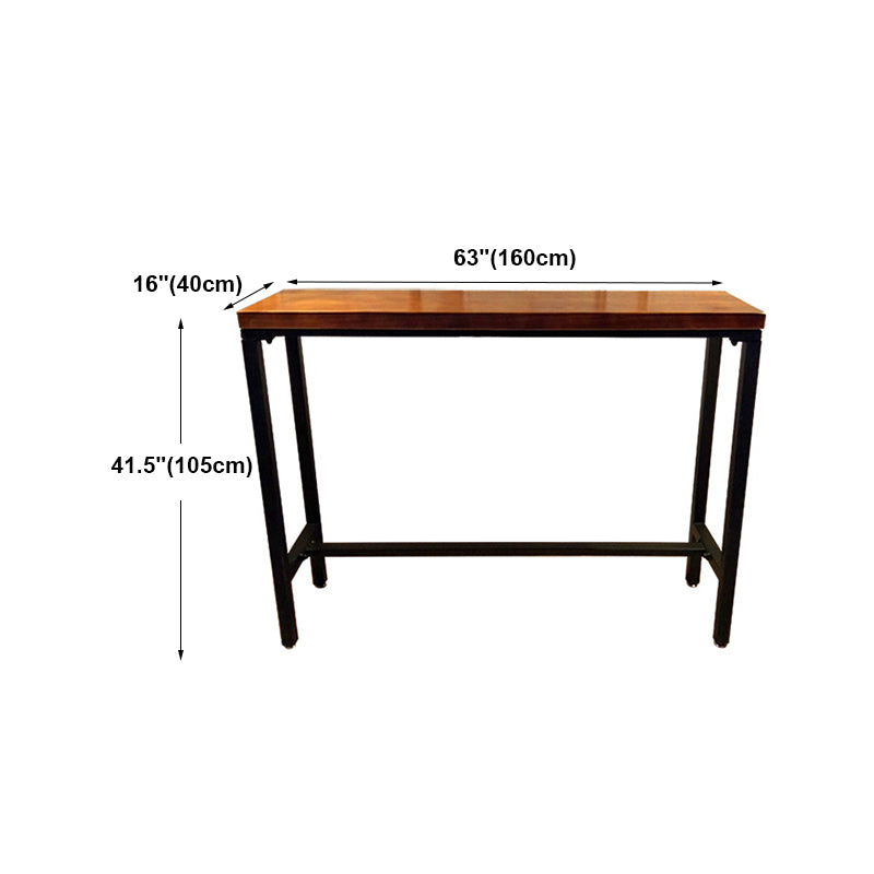 Brown Wood Bar Dining Table with Rectangle Table Top Trestle Table - 41.3" H Clearhalo 'Bar Furniture' 'Bar Tables' 'bar_tables' 'furn' 'furn_bar_tables' 'Furniture' 'furniture_bar_tables' 'Kitchen & Dining Furniture' 4653780