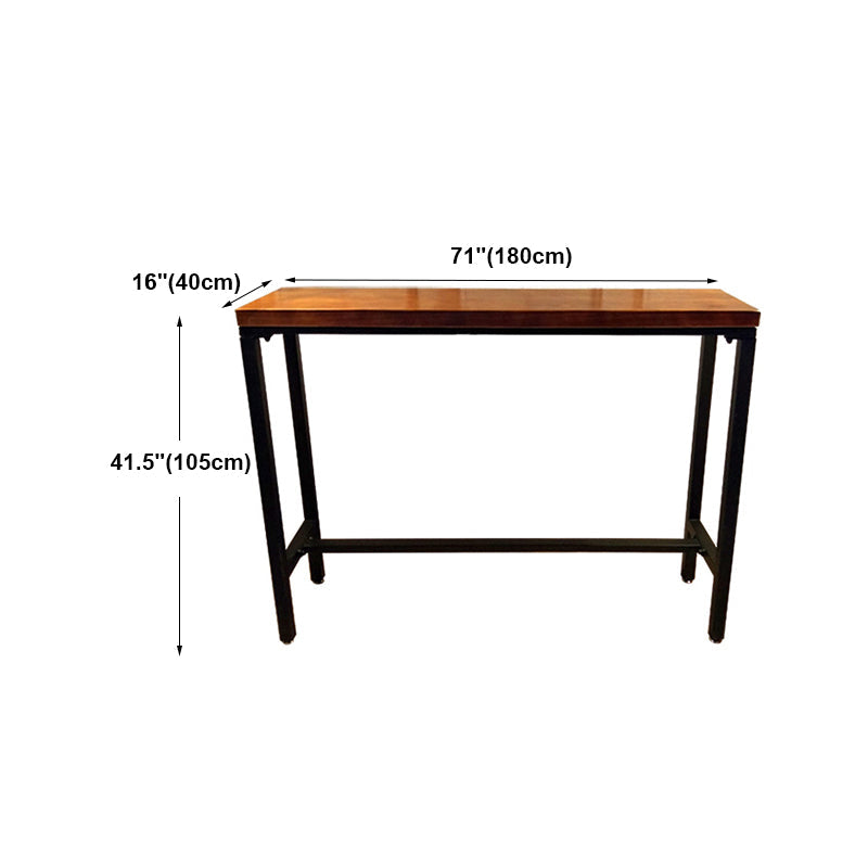 Brown Wood Bar Dining Table with Rectangle Table Top Trestle Table - 41.3" H Clearhalo 'Bar Furniture' 'Bar Tables' 'bar_tables' 'furn' 'furn_bar_tables' 'Furniture' 'furniture_bar_tables' 'Kitchen & Dining Furniture' 4653781