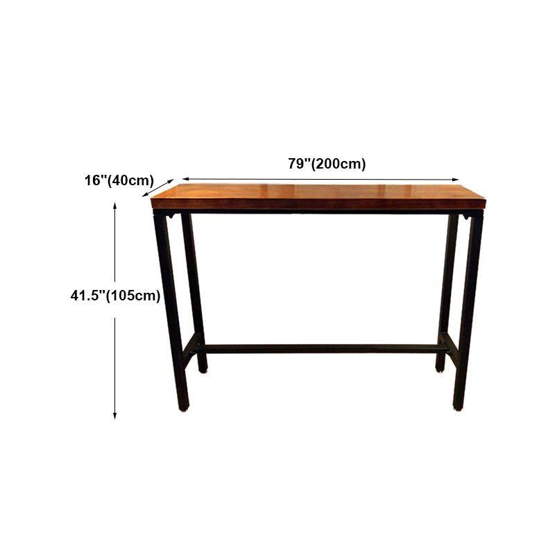 Brown Wood Bar Dining Table with Rectangle Table Top Trestle Table - 41.3" H Clearhalo 'Bar Furniture' 'Bar Tables' 'bar_tables' 'furn' 'furn_bar_tables' 'Furniture' 'furniture_bar_tables' 'Kitchen & Dining Furniture' 4653782