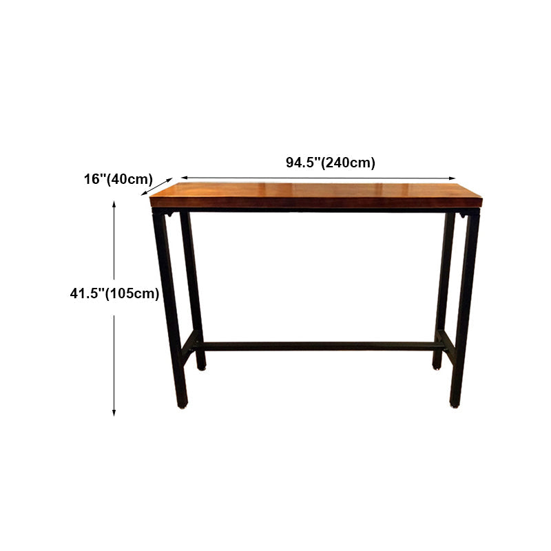 Brown Wood Bar Dining Table with Rectangle Table Top Trestle Table - 41.3" H Clearhalo 'Bar Furniture' 'Bar Tables' 'bar_tables' 'furn' 'furn_bar_tables' 'Furniture' 'furniture_bar_tables' 'Kitchen & Dining Furniture' 4653784