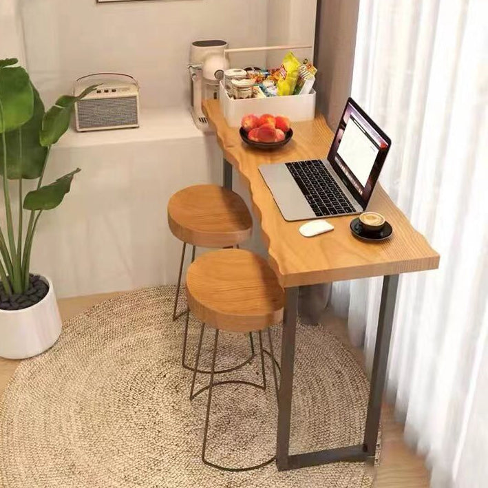 Specialty Brown Modern Style Bar Table in Solid Wood and Metal Balcony Bar Table 47.2"L x 17.7"W x 41.3"H Without Chairs Clearhalo 'Bar Furniture' 'Bar Tables' 'bar_tables' 'furn' 'furn_bar_tables' 'Furniture' 'furniture_bar_tables' 'Kitchen & Dining Furniture' 4653789