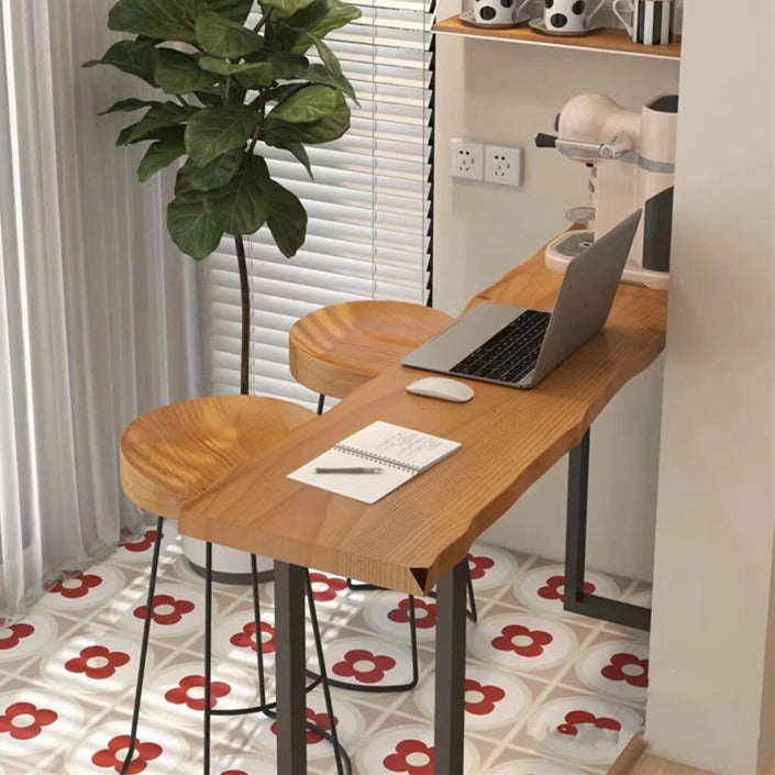 Specialty Brown Modern Style Bar Table in Solid Wood and Metal Balcony Bar Table Clearhalo 'Bar Furniture' 'Bar Tables' 'bar_tables' 'furn' 'furn_bar_tables' 'Furniture' 'furniture_bar_tables' 'Kitchen & Dining Furniture' 4653793