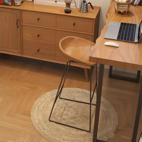 Specialty Brown Modern Style Bar Table in Solid Wood and Metal Balcony Bar Table Clearhalo 'Bar Furniture' 'Bar Tables' 'bar_tables' 'furn' 'furn_bar_tables' 'Furniture' 'furniture_bar_tables' 'Kitchen & Dining Furniture' 4653795