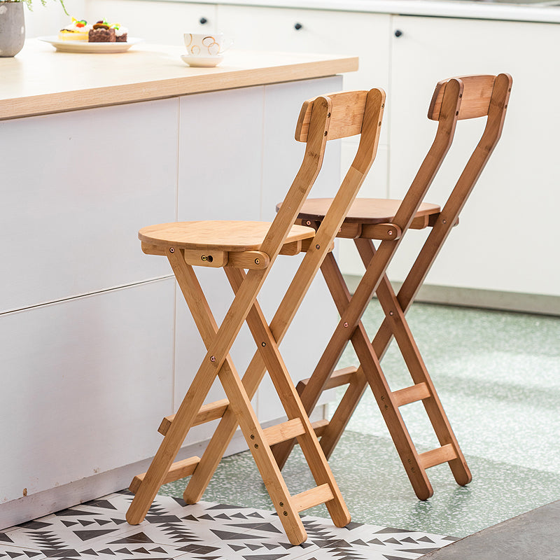 Contemporary Solid Wood Folding Bar Stool Indoor Barstools With Wood Seat and Low Back Clearhalo 'Bar Furniture' 'Bar Stools' 'bar_stools' 'furn' 'furn_bar_stools' 'furniture_bar_stools' 'Kitchen & Dining Furniture' 'kitchen&dining_furn' 'kitchen' 'kitchen_furn' Furniture' 4653807
