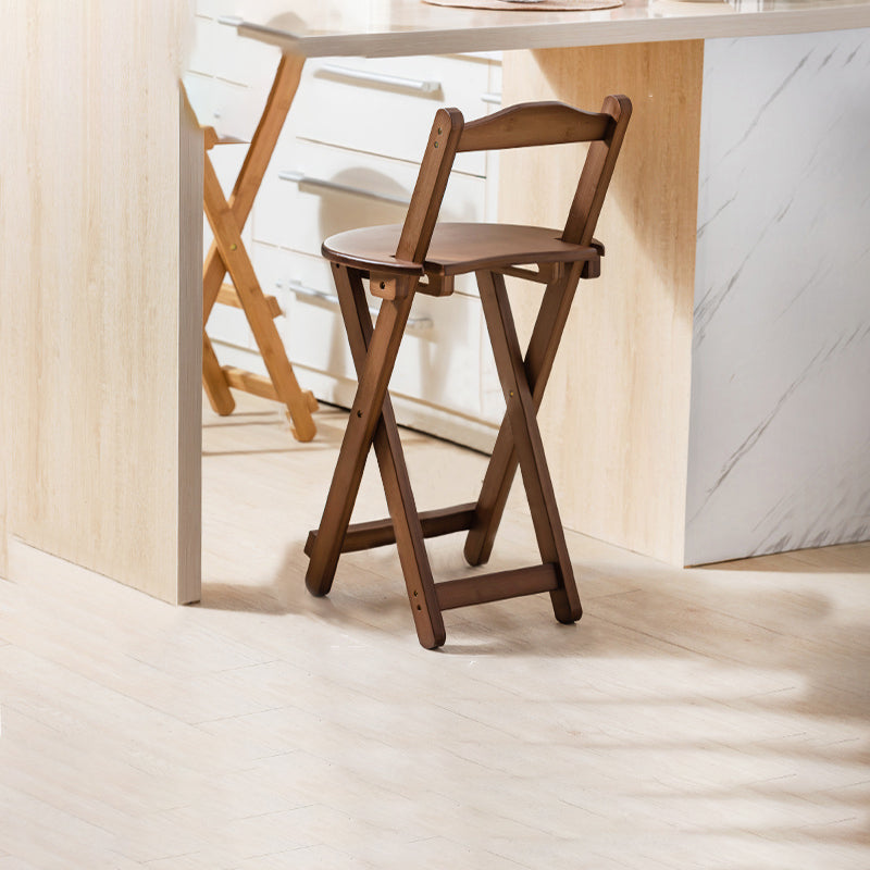 Contemporary Solid Wood Folding Bar Stool Indoor Barstools With Wood Seat and Low Back Tan Clearhalo 'Bar Furniture' 'Bar Stools' 'bar_stools' 'furn' 'furn_bar_stools' 'furniture_bar_stools' 'Kitchen & Dining Furniture' 'kitchen&dining_furn' 'kitchen' 'kitchen_furn' Furniture' 4653814