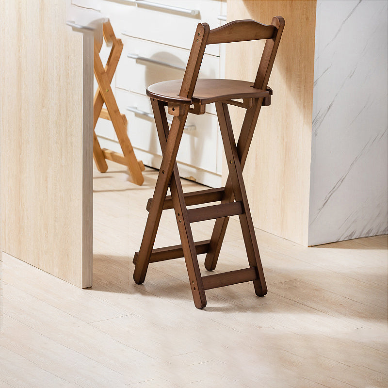 Contemporary Solid Wood Folding Bar Stool Indoor Barstools With Wood Seat and Low Back Tan Bar Stool(30"H) Clearhalo 'Bar Furniture' 'Bar Stools' 'bar_stools' 'furn' 'furn_bar_stools' 'furniture_bar_stools' 'Kitchen & Dining Furniture' 'kitchen&dining_furn' 'kitchen' 'kitchen_furn' Furniture' 4653815