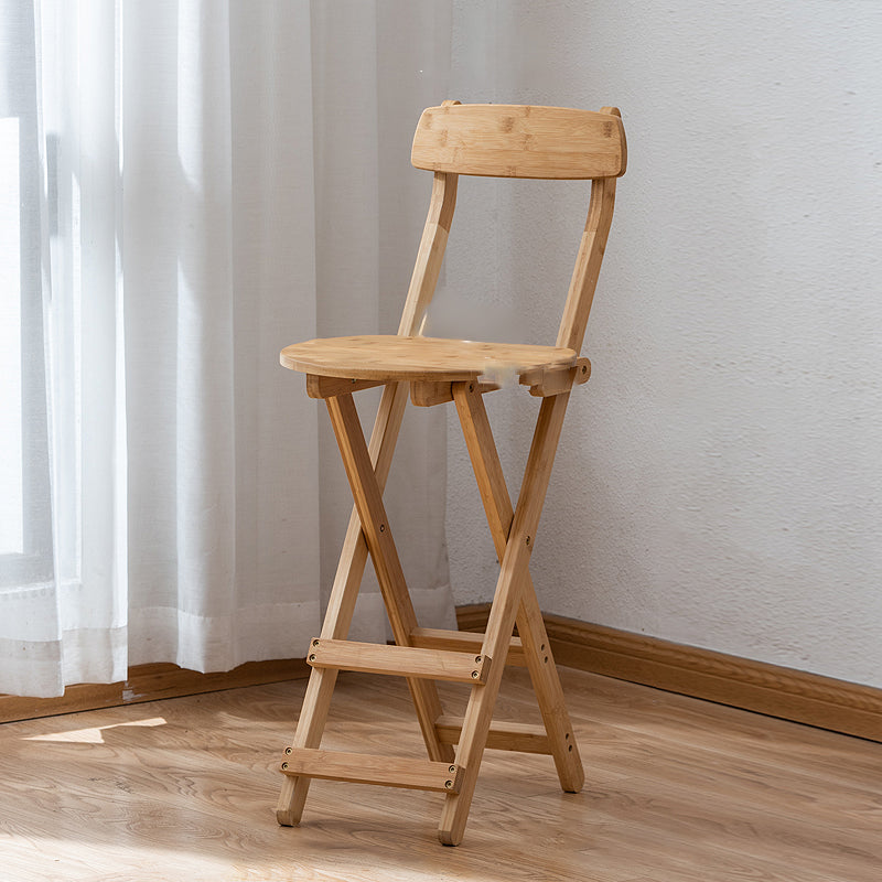 Contemporary Solid Wood Folding Bar Stool Indoor Barstools With Wood Seat and Low Back Natural Counter Stool (24"H) Clearhalo 'Bar Furniture' 'Bar Stools' 'bar_stools' 'furn' 'furn_bar_stools' 'furniture_bar_stools' 'Kitchen & Dining Furniture' 'kitchen&dining_furn' 'kitchen' 'kitchen_furn' Furniture' 4653817