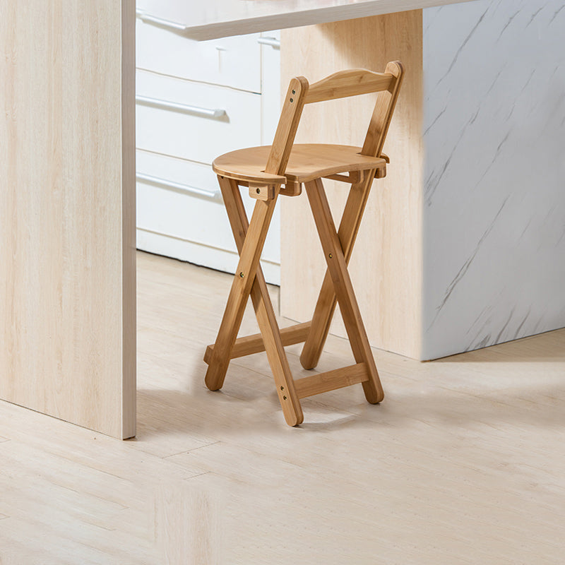 Contemporary Solid Wood Folding Bar Stool Indoor Barstools With Wood Seat and Low Back Clearhalo 'Bar Furniture' 'Bar Stools' 'bar_stools' 'furn' 'furn_bar_stools' 'furniture_bar_stools' 'Kitchen & Dining Furniture' 'kitchen&dining_furn' 'kitchen' 'kitchen_furn' Furniture' 4653823