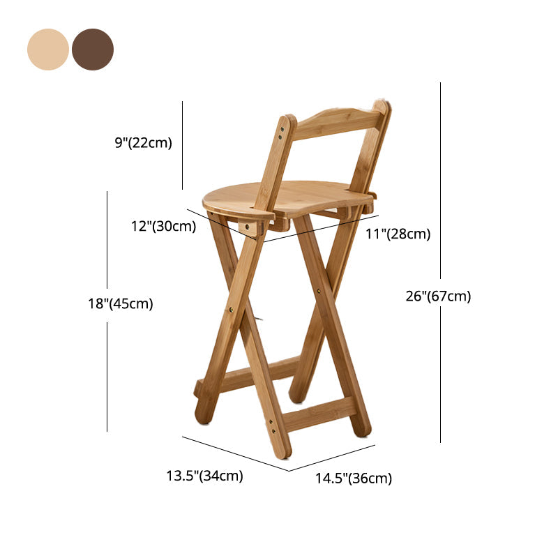 Contemporary Solid Wood Folding Bar Stool Indoor Barstools With Wood Seat and Low Back Clearhalo 'Bar Furniture' 'Bar Stools' 'bar_stools' 'furn' 'furn_bar_stools' 'furniture_bar_stools' 'Kitchen & Dining Furniture' 'kitchen&dining_furn' 'kitchen' 'kitchen_furn' Furniture' 4653825