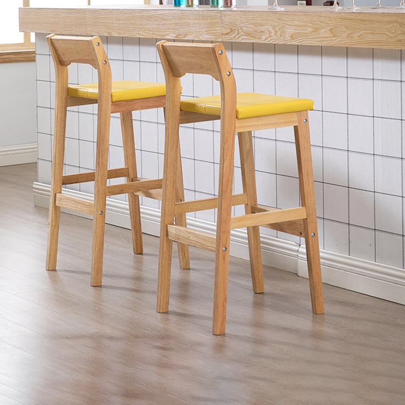 Contemporary Oak Wood Barstool Indoor Bar Stool with Low Back and Footrest Clearhalo 'Bar Furniture' 'Bar Stools' 'bar_stools' 'furn' 'furn_bar_stools' 'furniture_bar_stools' 'Kitchen & Dining Furniture' 'kitchen&dining_furn' 'kitchen' 'kitchen_furn' Furniture' 4653830