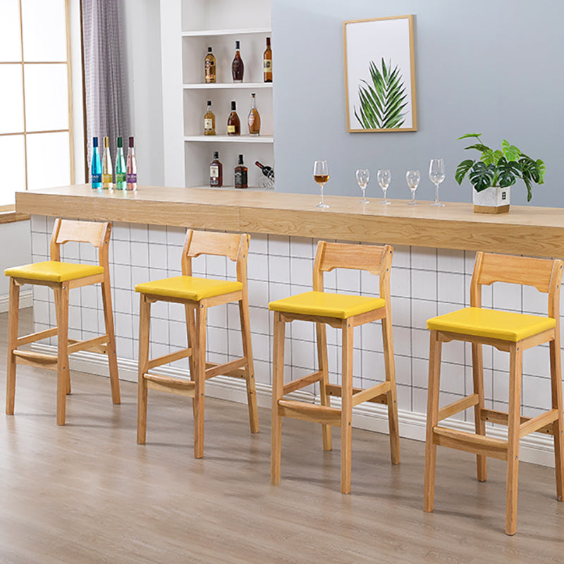 Contemporary Oak Wood Barstool Indoor Bar Stool with Low Back and Footrest Clearhalo 'Bar Furniture' 'Bar Stools' 'bar_stools' 'furn' 'furn_bar_stools' 'furniture_bar_stools' 'Kitchen & Dining Furniture' 'kitchen&dining_furn' 'kitchen' 'kitchen_furn' Furniture' 4653833