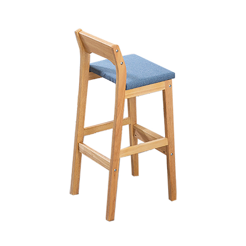 Contemporary Oak Wood Barstool Indoor Bar Stool with Low Back and Footrest Blue 1 Piece Clearhalo 'Bar Furniture' 'Bar Stools' 'bar_stools' 'furn' 'furn_bar_stools' 'furniture_bar_stools' 'Kitchen & Dining Furniture' 'kitchen&dining_furn' 'kitchen' 'kitchen_furn' Furniture' 4653839