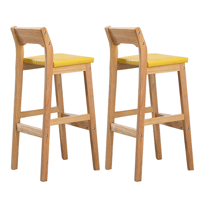 Contemporary Oak Wood Barstool Indoor Bar Stool with Low Back and Footrest Yellow 2 Piece Set Clearhalo 'Bar Furniture' 'Bar Stools' 'bar_stools' 'furn' 'furn_bar_stools' 'furniture_bar_stools' 'Kitchen & Dining Furniture' 'kitchen&dining_furn' 'kitchen' 'kitchen_furn' Furniture' 4653845