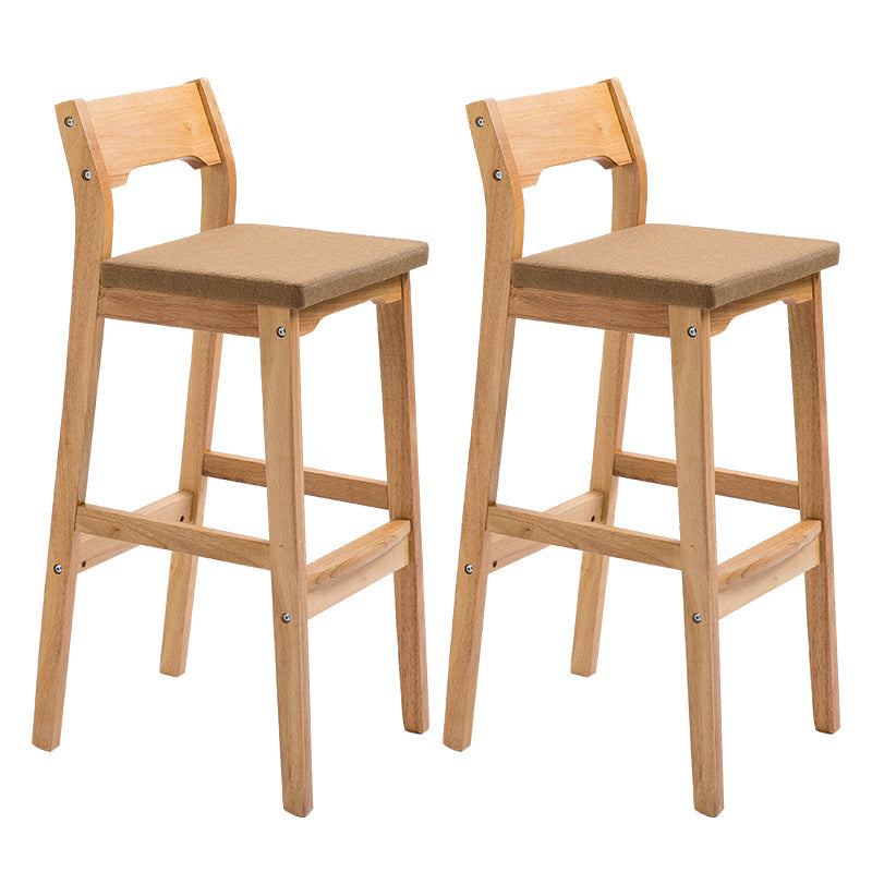 Contemporary Oak Wood Barstool Indoor Bar Stool with Low Back and Footrest Khaki 2 Piece Set Clearhalo 'Bar Furniture' 'Bar Stools' 'bar_stools' 'furn' 'furn_bar_stools' 'furniture_bar_stools' 'Kitchen & Dining Furniture' 'kitchen&dining_furn' 'kitchen' 'kitchen_furn' Furniture' 4653848