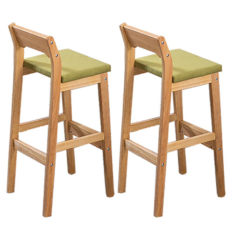 Contemporary Oak Wood Barstool Indoor Bar Stool with Low Back and Footrest Green 2 Piece Set Clearhalo 'Bar Furniture' 'Bar Stools' 'bar_stools' 'furn' 'furn_bar_stools' 'furniture_bar_stools' 'Kitchen & Dining Furniture' 'kitchen&dining_furn' 'kitchen' 'kitchen_furn' Furniture' 4653849