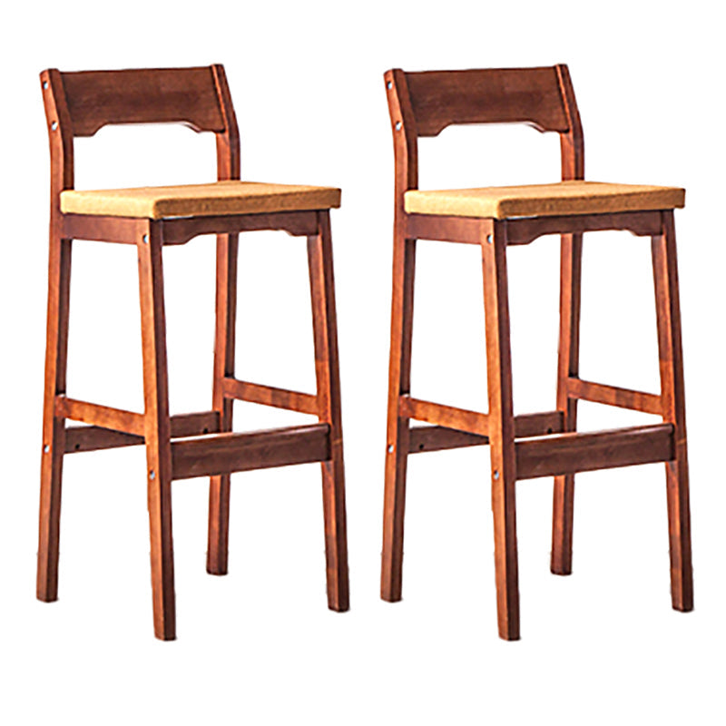 Contemporary Oak Wood Barstool Indoor Bar Stool with Low Back and Footrest Red 2 Piece Set Clearhalo 'Bar Furniture' 'Bar Stools' 'bar_stools' 'furn' 'furn_bar_stools' 'furniture_bar_stools' 'Kitchen & Dining Furniture' 'kitchen&dining_furn' 'kitchen' 'kitchen_furn' Furniture' 4653852