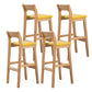 Contemporary Oak Wood Barstool Indoor Bar Stool with Low Back and Footrest Yellow 4 Piece Set Clearhalo 'Bar Furniture' 'Bar Stools' 'bar_stools' 'furn' 'furn_bar_stools' 'furniture_bar_stools' 'Kitchen & Dining Furniture' 'kitchen&dining_furn' 'kitchen' 'kitchen_furn' Furniture' 4653855
