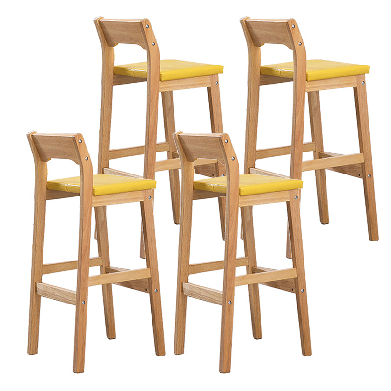 Contemporary Oak Wood Barstool Indoor Bar Stool with Low Back and Footrest Yellow 4 Piece Set Clearhalo 'Bar Furniture' 'Bar Stools' 'bar_stools' 'furn' 'furn_bar_stools' 'furniture_bar_stools' 'Kitchen & Dining Furniture' 'kitchen&dining_furn' 'kitchen' 'kitchen_furn' Furniture' 4653855