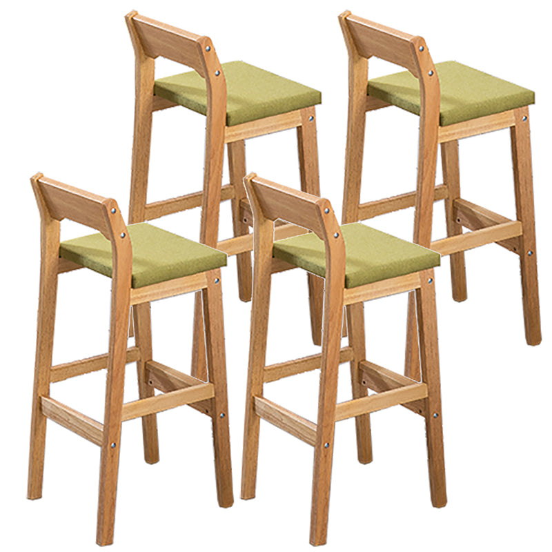 Contemporary Oak Wood Barstool Indoor Bar Stool with Low Back and Footrest Green 4 Piece Set Clearhalo 'Bar Furniture' 'Bar Stools' 'bar_stools' 'furn' 'furn_bar_stools' 'furniture_bar_stools' 'Kitchen & Dining Furniture' 'kitchen&dining_furn' 'kitchen' 'kitchen_furn' Furniture' 4653857