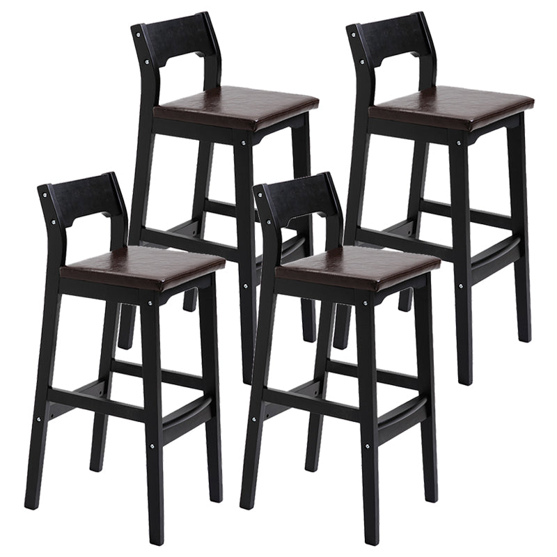 Contemporary Oak Wood Barstool Indoor Bar Stool with Low Back and Footrest Light Blue-Dark Blue 4 Piece Set Clearhalo 'Bar Furniture' 'Bar Stools' 'bar_stools' 'furn' 'furn_bar_stools' 'furniture_bar_stools' 'Kitchen & Dining Furniture' 'kitchen&dining_furn' 'kitchen' 'kitchen_furn' Furniture' 4653858