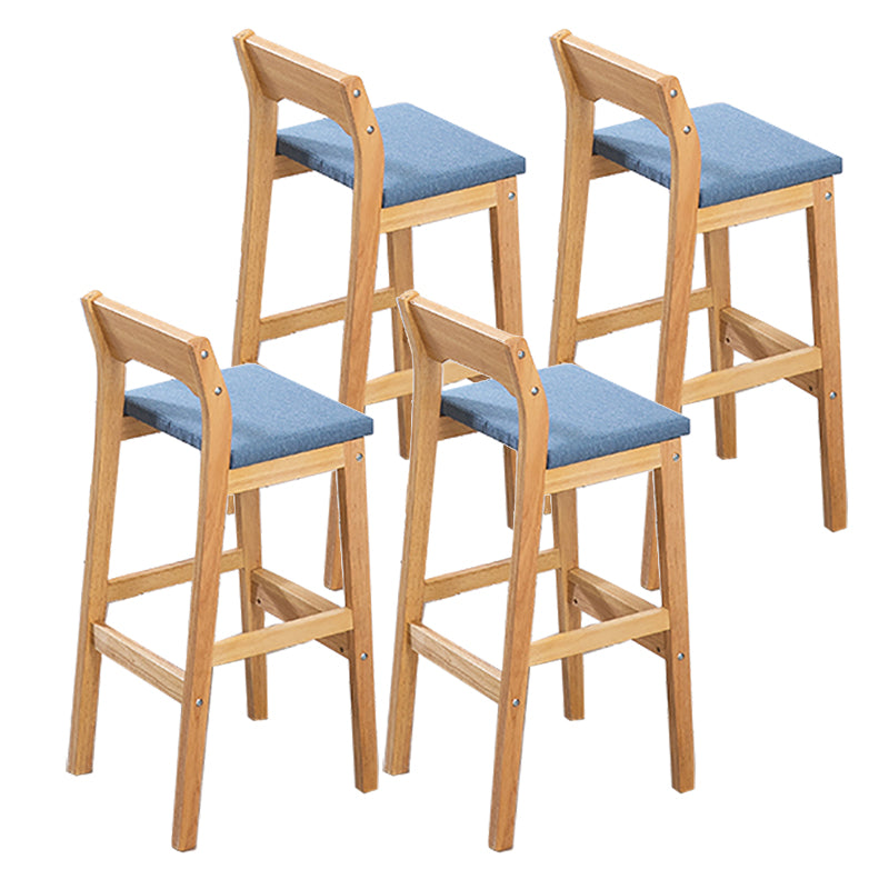 Contemporary Oak Wood Barstool Indoor Bar Stool with Low Back and Footrest Blue 4 Piece Set Clearhalo 'Bar Furniture' 'Bar Stools' 'bar_stools' 'furn' 'furn_bar_stools' 'furniture_bar_stools' 'Kitchen & Dining Furniture' 'kitchen&dining_furn' 'kitchen' 'kitchen_furn' Furniture' 4653859