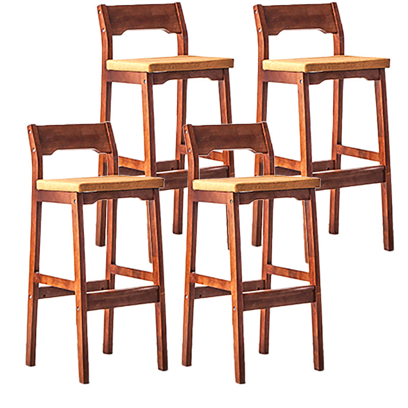 Contemporary Oak Wood Barstool Indoor Bar Stool with Low Back and Footrest Red 4 Piece Set Clearhalo 'Bar Furniture' 'Bar Stools' 'bar_stools' 'furn' 'furn_bar_stools' 'furniture_bar_stools' 'Kitchen & Dining Furniture' 'kitchen&dining_furn' 'kitchen' 'kitchen_furn' Furniture' 4653860
