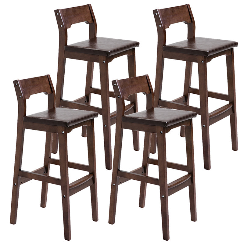 Contemporary Oak Wood Barstool Indoor Bar Stool with Low Back and Footrest Coffee 4 Piece Set Clearhalo 'Bar Furniture' 'Bar Stools' 'bar_stools' 'furn' 'furn_bar_stools' 'furniture_bar_stools' 'Kitchen & Dining Furniture' 'kitchen&dining_furn' 'kitchen' 'kitchen_furn' Furniture' 4653861