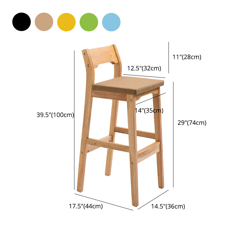 Contemporary Oak Wood Barstool Indoor Bar Stool with Low Back and Footrest Clearhalo 'Bar Furniture' 'Bar Stools' 'bar_stools' 'furn' 'furn_bar_stools' 'furniture_bar_stools' 'Kitchen & Dining Furniture' 'kitchen&dining_furn' 'kitchen' 'kitchen_furn' Furniture' 4653863