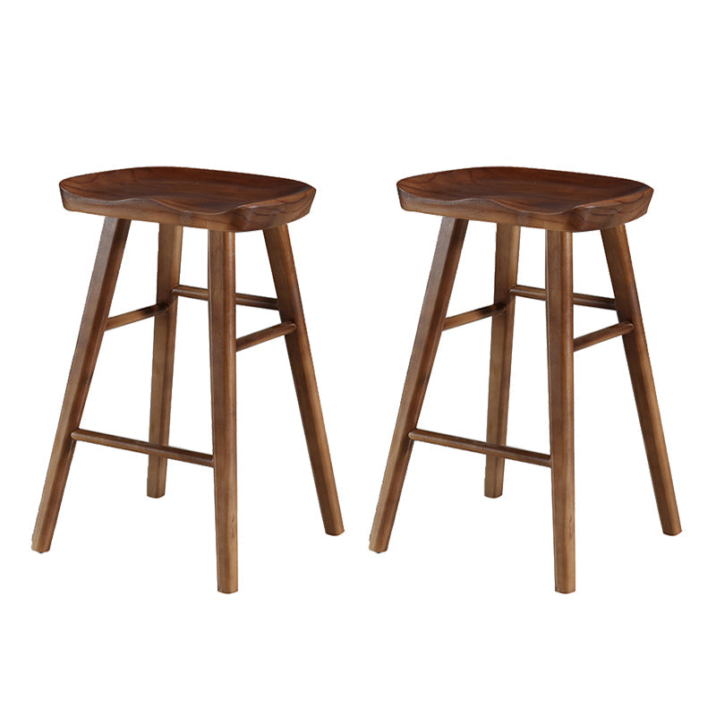 Contemporary Solid Wood Bar Stool Indoor Bar Stool with Wood Seat and Footrest Walnut 2 Piece Set Clearhalo 'Bar Furniture' 'Bar Stools' 'bar_stools' 'furn' 'furn_bar_stools' 'furniture_bar_stools' 'Kitchen & Dining Furniture' 'kitchen&dining_furn' 'kitchen' 'kitchen_furn' Furniture' 4653869