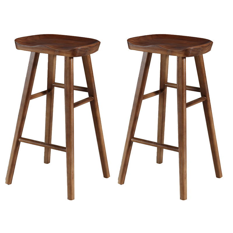 Contemporary Solid Wood Bar Stool Indoor Bar Stool with Wood Seat and Footrest Walnut 2 Piece Set Bar Stool(30"H) Clearhalo 'Bar Furniture' 'Bar Stools' 'bar_stools' 'furn' 'furn_bar_stools' 'furniture_bar_stools' 'Kitchen & Dining Furniture' 'kitchen&dining_furn' 'kitchen' 'kitchen_furn' Furniture' 4653871