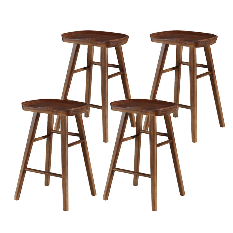 Contemporary Solid Wood Bar Stool Indoor Bar Stool with Wood Seat and Footrest Walnut 4 Piece Set Clearhalo 'Bar Furniture' 'Bar Stools' 'bar_stools' 'furn' 'furn_bar_stools' 'furniture_bar_stools' 'Kitchen & Dining Furniture' 'kitchen&dining_furn' 'kitchen' 'kitchen_furn' Furniture' 4653872