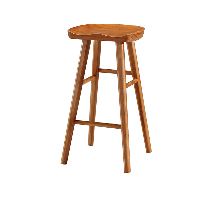 Contemporary Solid Wood Bar Stool Indoor Bar Stool with Wood Seat and Footrest Distressed Wood 1 Piece Bar Stool(30"H) Clearhalo 'Bar Furniture' 'Bar Stools' 'bar_stools' 'furn' 'furn_bar_stools' 'furniture_bar_stools' 'Kitchen & Dining Furniture' 'kitchen&dining_furn' 'kitchen' 'kitchen_furn' Furniture' 4653878