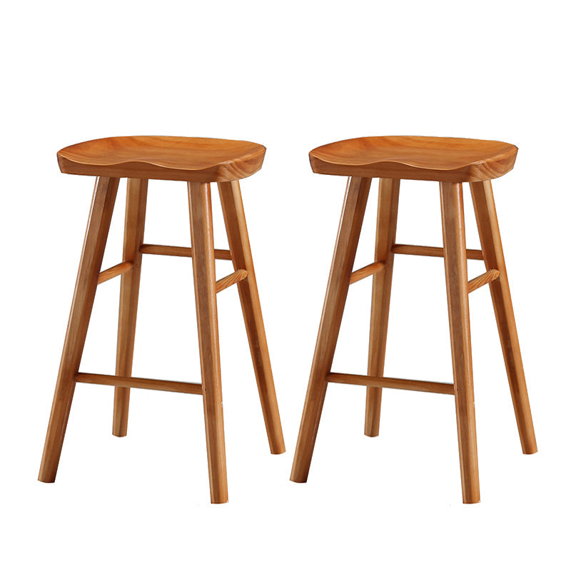 Contemporary Solid Wood Bar Stool Indoor Bar Stool with Wood Seat and Footrest Distressed Wood 2 Piece Set Clearhalo 'Bar Furniture' 'Bar Stools' 'bar_stools' 'furn' 'furn_bar_stools' 'furniture_bar_stools' 'Kitchen & Dining Furniture' 'kitchen&dining_furn' 'kitchen' 'kitchen_furn' Furniture' 4653880