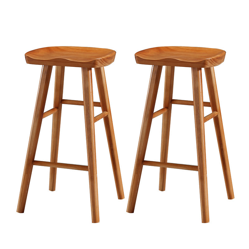 Contemporary Solid Wood Bar Stool Indoor Bar Stool with Wood Seat and Footrest Distressed Wood 2 Piece Set Bar Stool(30"H) Clearhalo 'Bar Furniture' 'Bar Stools' 'bar_stools' 'furn' 'furn_bar_stools' 'furniture_bar_stools' 'Kitchen & Dining Furniture' 'kitchen&dining_furn' 'kitchen' 'kitchen_furn' Furniture' 4653882