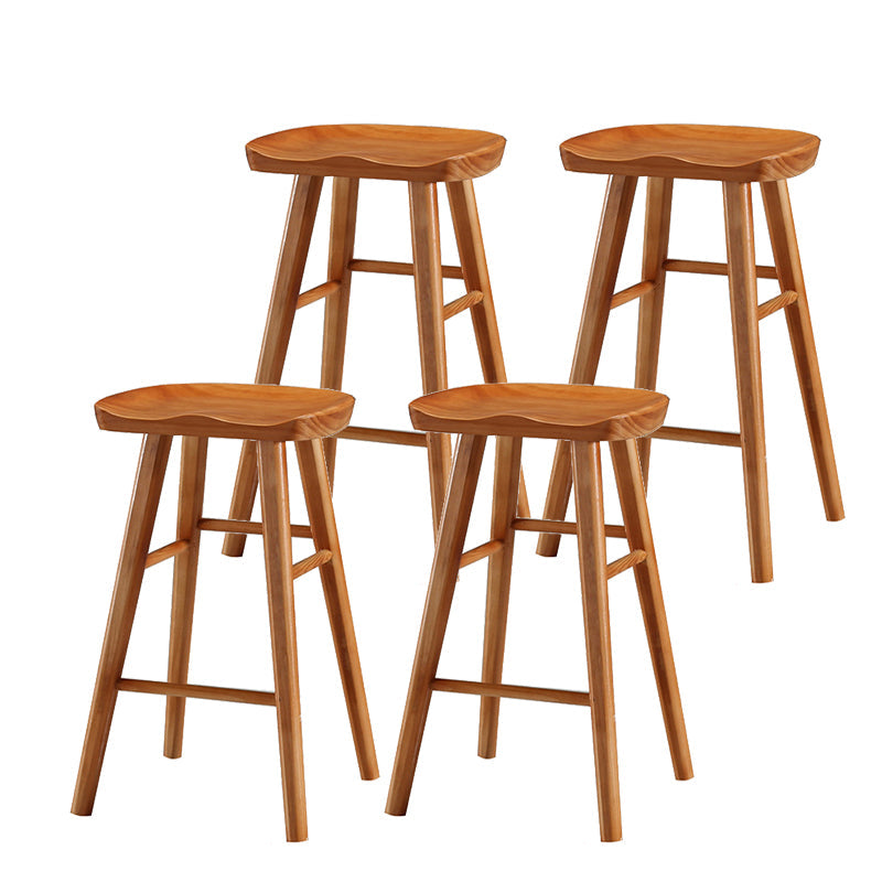 Contemporary Solid Wood Bar Stool Indoor Bar Stool with Wood Seat and Footrest Distressed Wood 4 Piece Set Clearhalo 'Bar Furniture' 'Bar Stools' 'bar_stools' 'furn' 'furn_bar_stools' 'furniture_bar_stools' 'Kitchen & Dining Furniture' 'kitchen&dining_furn' 'kitchen' 'kitchen_furn' Furniture' 4653885