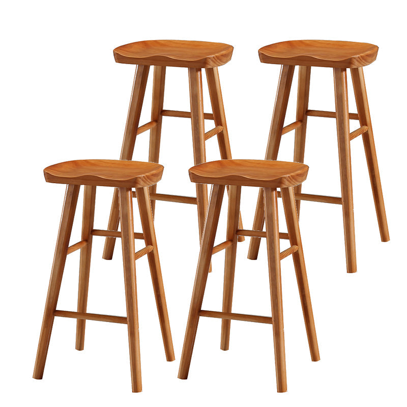 Contemporary Solid Wood Bar Stool Indoor Bar Stool with Wood Seat and Footrest Distressed Wood 4 Piece Set Bar Stool(30"H) Clearhalo 'Bar Furniture' 'Bar Stools' 'bar_stools' 'furn' 'furn_bar_stools' 'furniture_bar_stools' 'Kitchen & Dining Furniture' 'kitchen&dining_furn' 'kitchen' 'kitchen_furn' Furniture' 4653886