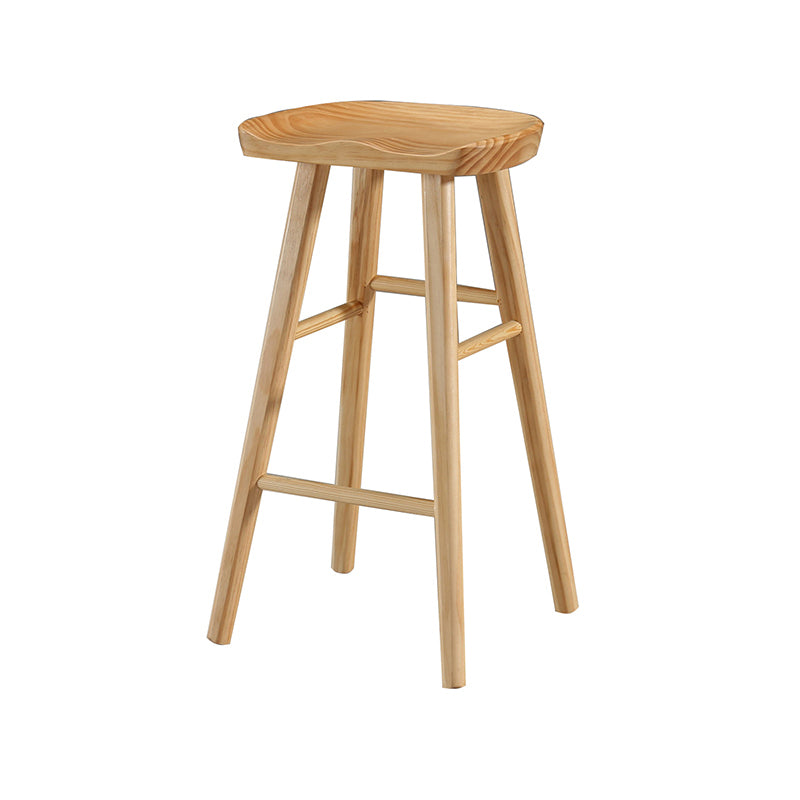 Contemporary Solid Wood Bar Stool Indoor Bar Stool with Wood Seat and Footrest Wood 1 Piece Bar Stool(30"H) Clearhalo 'Bar Furniture' 'Bar Stools' 'bar_stools' 'furn' 'furn_bar_stools' 'furniture_bar_stools' 'Kitchen & Dining Furniture' 'kitchen&dining_furn' 'kitchen' 'kitchen_furn' Furniture' 4653891