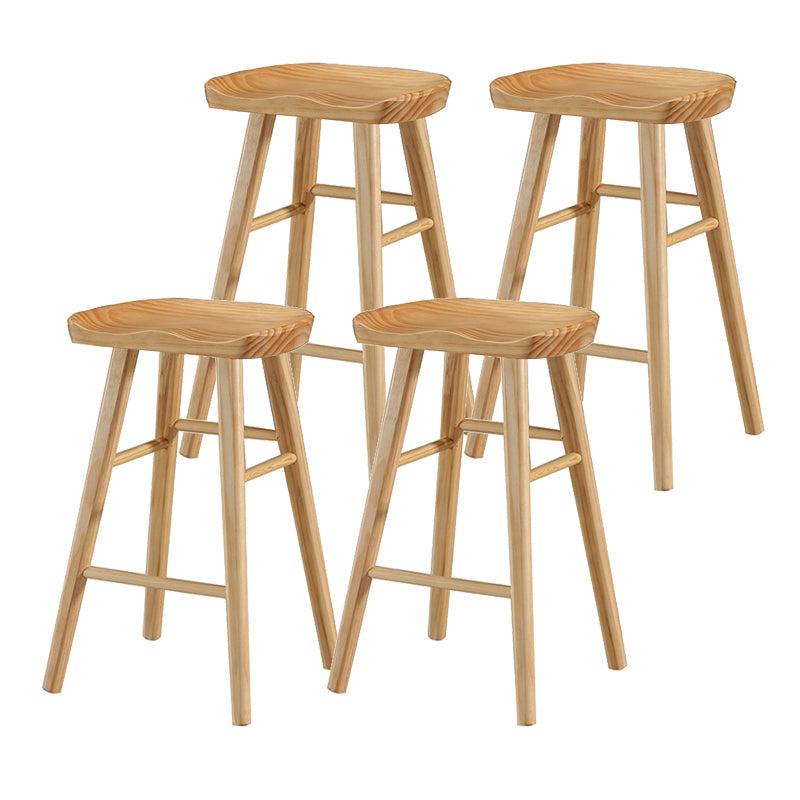 Contemporary Solid Wood Bar Stool Indoor Bar Stool with Wood Seat and Footrest Wood 4 Piece Set Clearhalo 'Bar Furniture' 'Bar Stools' 'bar_stools' 'furn' 'furn_bar_stools' 'furniture_bar_stools' 'Kitchen & Dining Furniture' 'kitchen&dining_furn' 'kitchen' 'kitchen_furn' Furniture' 4653895