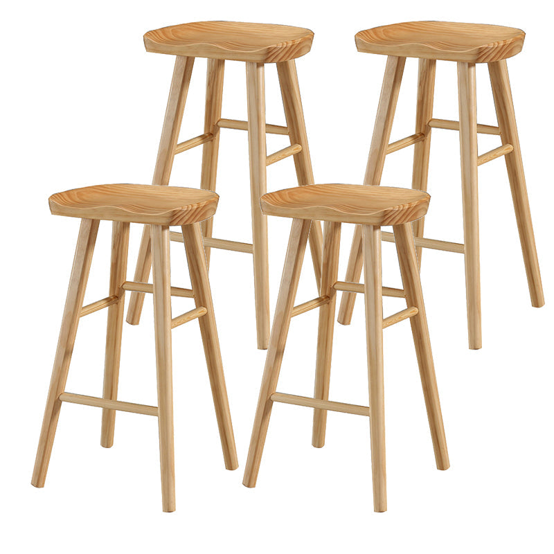 Contemporary Solid Wood Bar Stool Indoor Bar Stool with Wood Seat and Footrest Wood 4 Piece Set Bar Stool(30"H) Clearhalo 'Bar Furniture' 'Bar Stools' 'bar_stools' 'furn' 'furn_bar_stools' 'furniture_bar_stools' 'Kitchen & Dining Furniture' 'kitchen&dining_furn' 'kitchen' 'kitchen_furn' Furniture' 4653896
