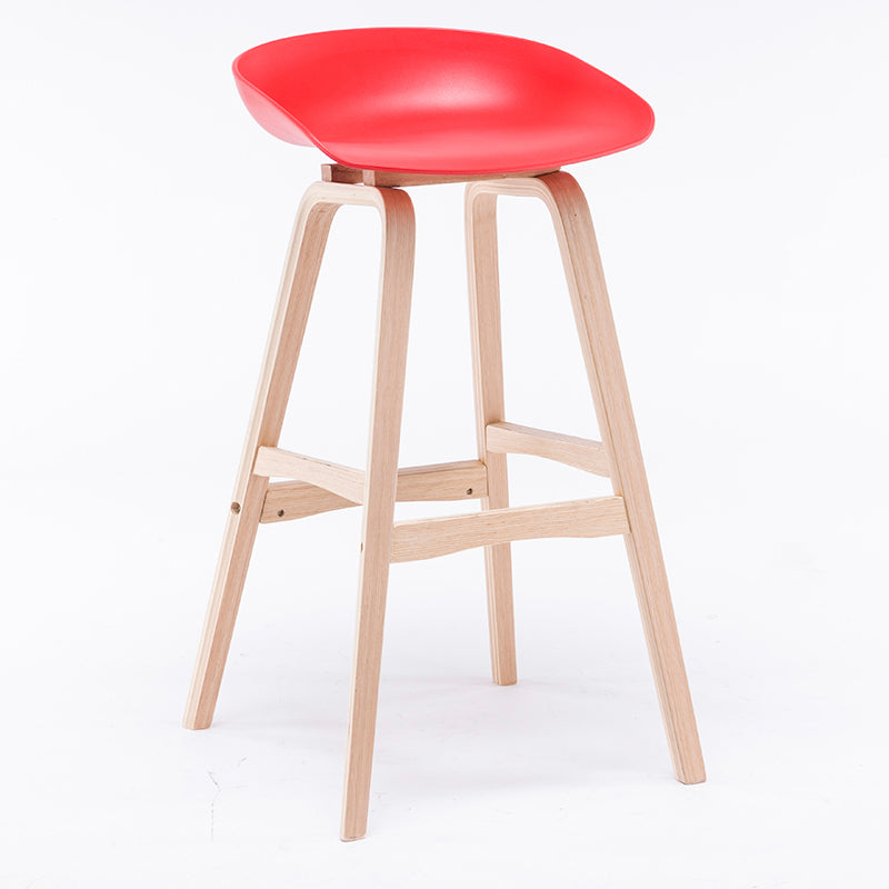 Contemporary Solid Wood Plastic Barstool Indoor Bar Stool with Low Back Red 1 Piece Clearhalo 'Bar Furniture' 'Bar Stools' 'bar_stools' 'furn' 'furn_bar_stools' 'furniture_bar_stools' 'Kitchen & Dining Furniture' 'kitchen&dining_furn' 'kitchen' 'kitchen_furn' Furniture' 4653908