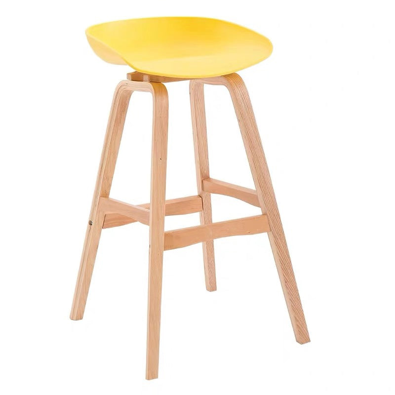 Contemporary Solid Wood Plastic Barstool Indoor Bar Stool with Low Back Yellow 1 Piece Clearhalo 'Bar Furniture' 'Bar Stools' 'bar_stools' 'furn' 'furn_bar_stools' 'furniture_bar_stools' 'Kitchen & Dining Furniture' 'kitchen&dining_furn' 'kitchen' 'kitchen_furn' Furniture' 4653910