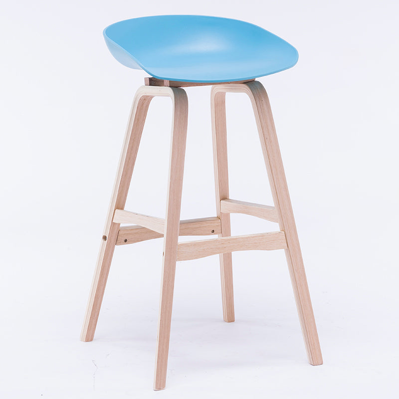 Contemporary Solid Wood Plastic Barstool Indoor Bar Stool with Low Back Blue 1 Piece Clearhalo 'Bar Furniture' 'Bar Stools' 'bar_stools' 'furn' 'furn_bar_stools' 'furniture_bar_stools' 'Kitchen & Dining Furniture' 'kitchen&dining_furn' 'kitchen' 'kitchen_furn' Furniture' 4653912