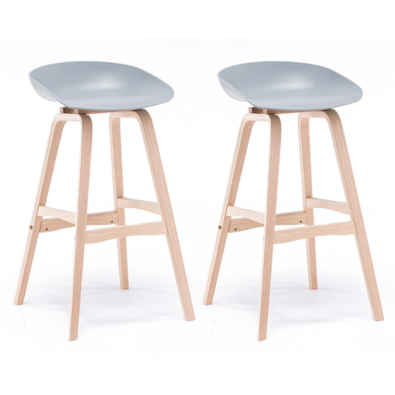 Contemporary Solid Wood Plastic Barstool Indoor Bar Stool with Low Back Light Gray 2 Piece Set Clearhalo 'Bar Furniture' 'Bar Stools' 'bar_stools' 'furn' 'furn_bar_stools' 'furniture_bar_stools' 'Kitchen & Dining Furniture' 'kitchen&dining_furn' 'kitchen' 'kitchen_furn' Furniture' 4653916