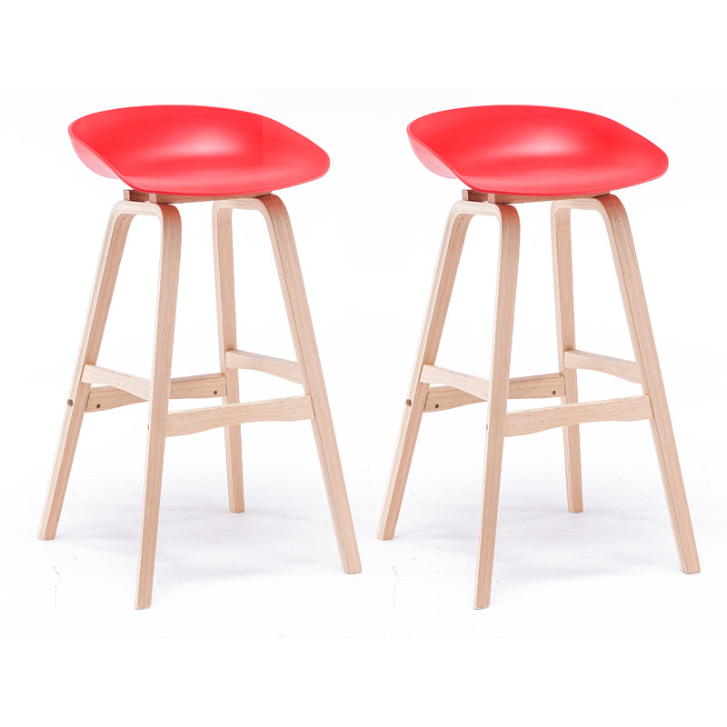 Contemporary Solid Wood Plastic Barstool Indoor Bar Stool with Low Back Red 2 Piece Set Clearhalo 'Bar Furniture' 'Bar Stools' 'bar_stools' 'furn' 'furn_bar_stools' 'furniture_bar_stools' 'Kitchen & Dining Furniture' 'kitchen&dining_furn' 'kitchen' 'kitchen_furn' Furniture' 4653923