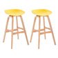 Contemporary Solid Wood Plastic Barstool Indoor Bar Stool with Low Back Yellow 2 Piece Set Clearhalo 'Bar Furniture' 'Bar Stools' 'bar_stools' 'furn' 'furn_bar_stools' 'furniture_bar_stools' 'Kitchen & Dining Furniture' 'kitchen&dining_furn' 'kitchen' 'kitchen_furn' Furniture' 4653924