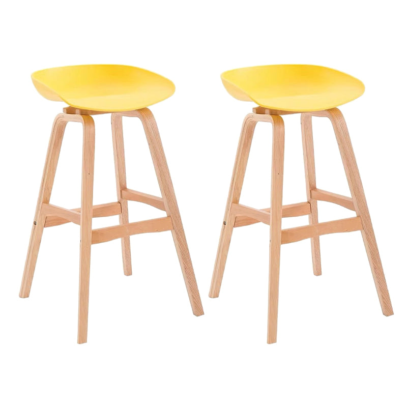Contemporary Solid Wood Plastic Barstool Indoor Bar Stool with Low Back Yellow 2 Piece Set Clearhalo 'Bar Furniture' 'Bar Stools' 'bar_stools' 'furn' 'furn_bar_stools' 'furniture_bar_stools' 'Kitchen & Dining Furniture' 'kitchen&dining_furn' 'kitchen' 'kitchen_furn' Furniture' 4653924