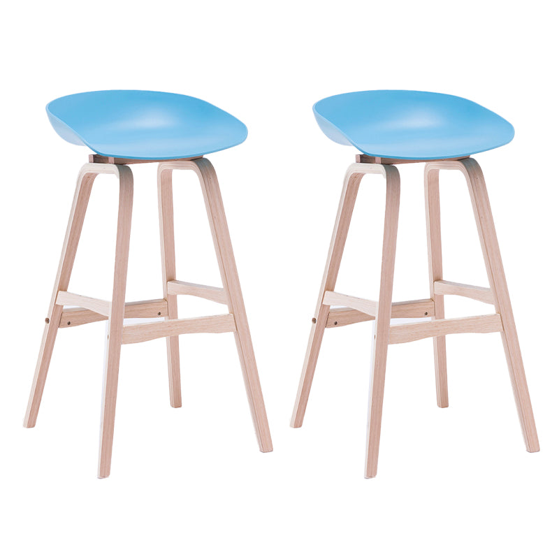 Contemporary Solid Wood Plastic Barstool Indoor Bar Stool with Low Back Blue 2 Piece Set Clearhalo 'Bar Furniture' 'Bar Stools' 'bar_stools' 'furn' 'furn_bar_stools' 'furniture_bar_stools' 'Kitchen & Dining Furniture' 'kitchen&dining_furn' 'kitchen' 'kitchen_furn' Furniture' 4653925