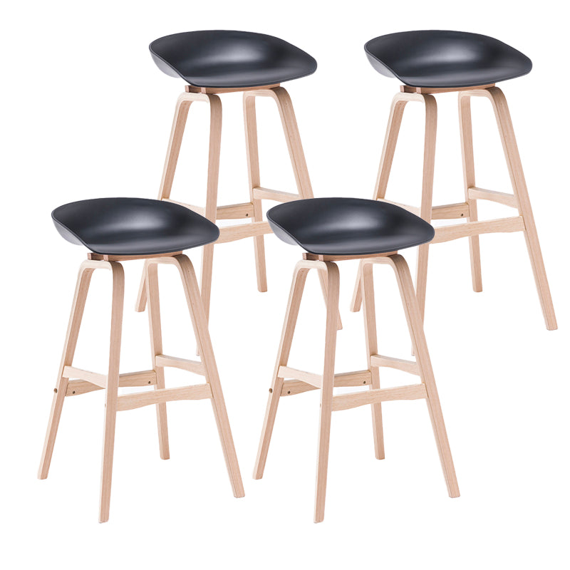 Contemporary Solid Wood Plastic Barstool Indoor Bar Stool with Low Back Black 4 Piece Set Clearhalo 'Bar Furniture' 'Bar Stools' 'bar_stools' 'furn' 'furn_bar_stools' 'furniture_bar_stools' 'Kitchen & Dining Furniture' 'kitchen&dining_furn' 'kitchen' 'kitchen_furn' Furniture' 4653926