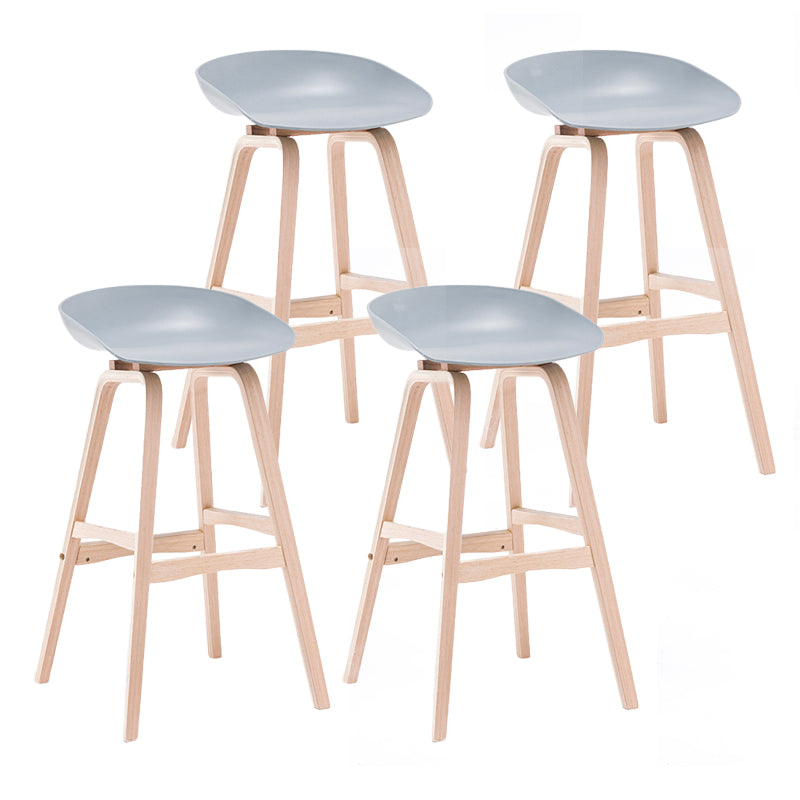 Contemporary Solid Wood Plastic Barstool Indoor Bar Stool with Low Back Pewter 4 Piece Set Clearhalo 'Bar Furniture' 'Bar Stools' 'bar_stools' 'furn' 'furn_bar_stools' 'furniture_bar_stools' 'Kitchen & Dining Furniture' 'kitchen&dining_furn' 'kitchen' 'kitchen_furn' Furniture' 4653928
